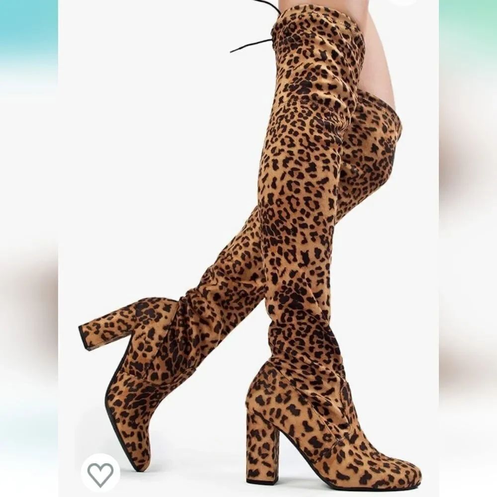 BRAND NEW WILD DIVA LOUNGS ANIMAL PRINT POINTED TOE TALL BOOT - Picture 16 of 16